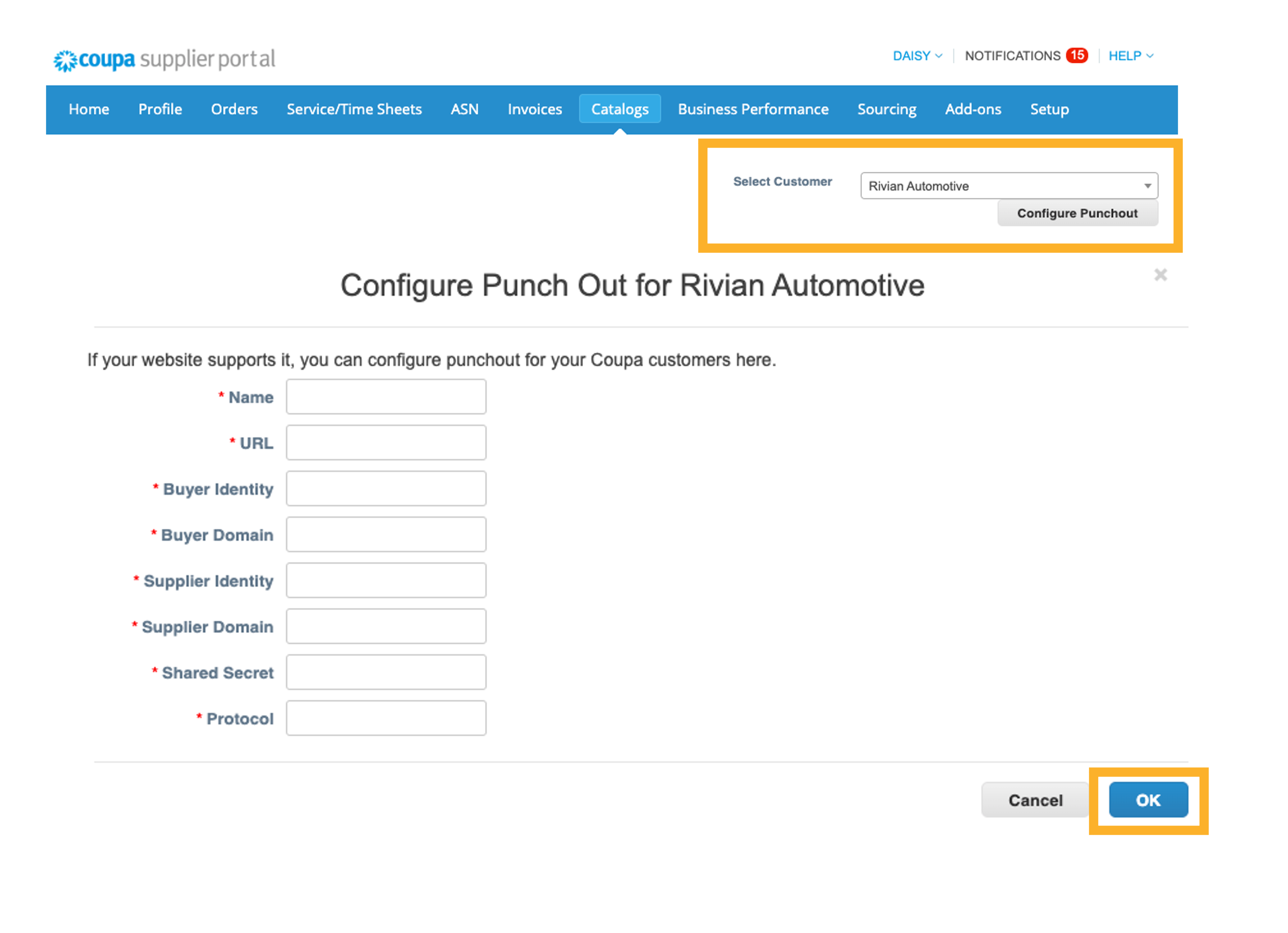 Configure Punchout