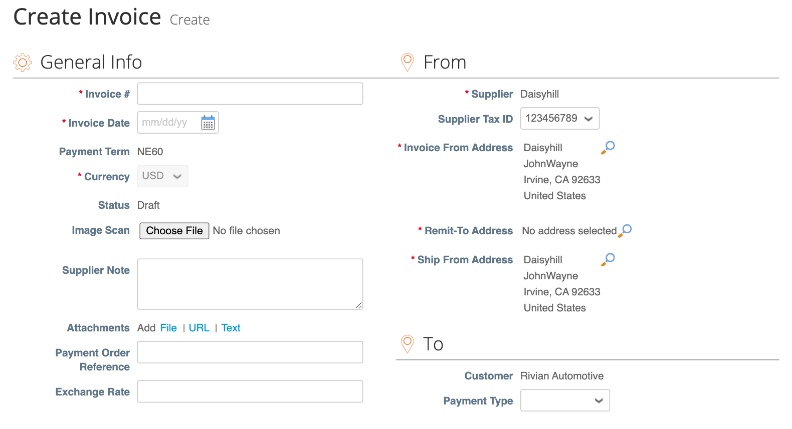 Invoice Details Interface